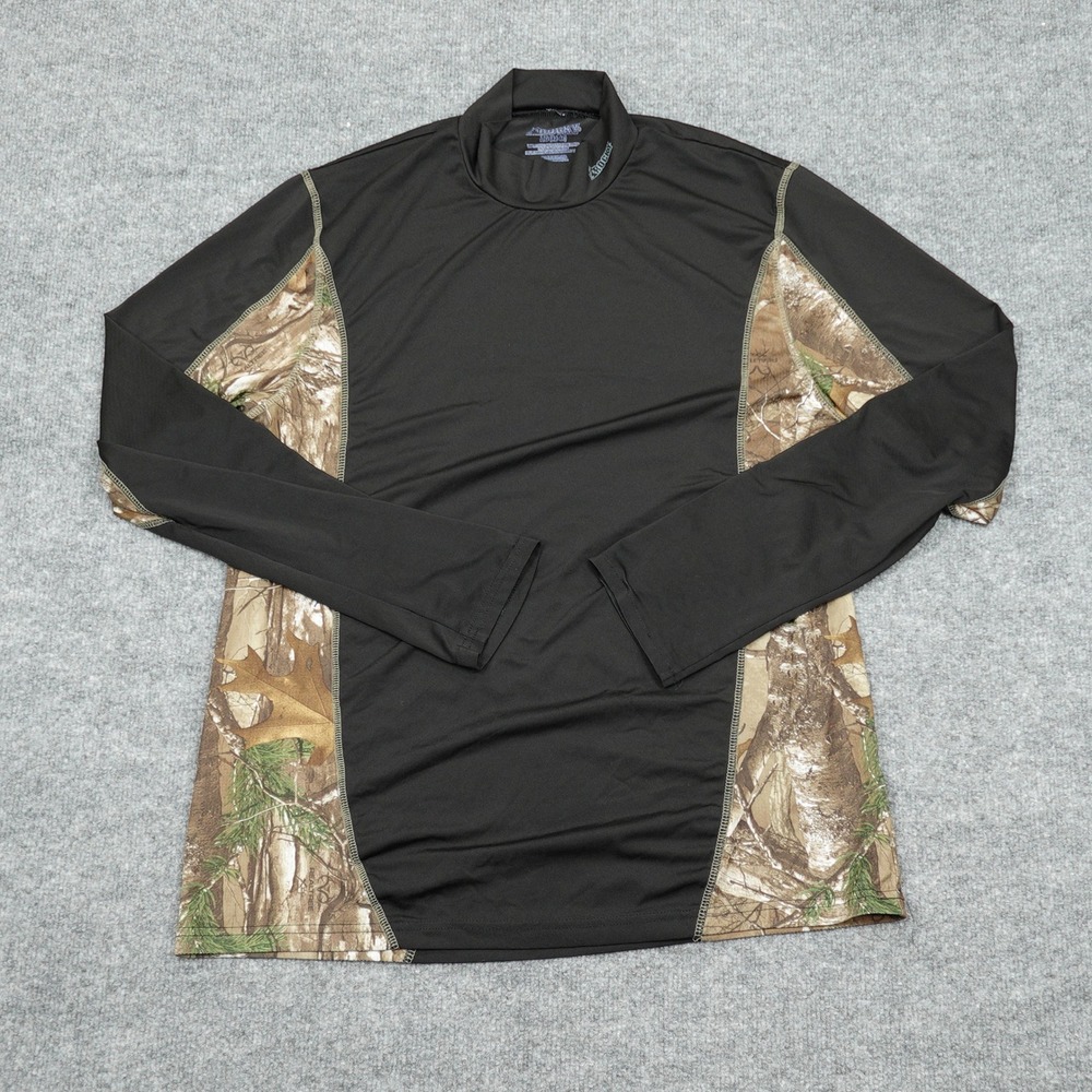 Rocky Shirt Mens Large Black Realtree Camo Mock Neck Performance Base Layer
